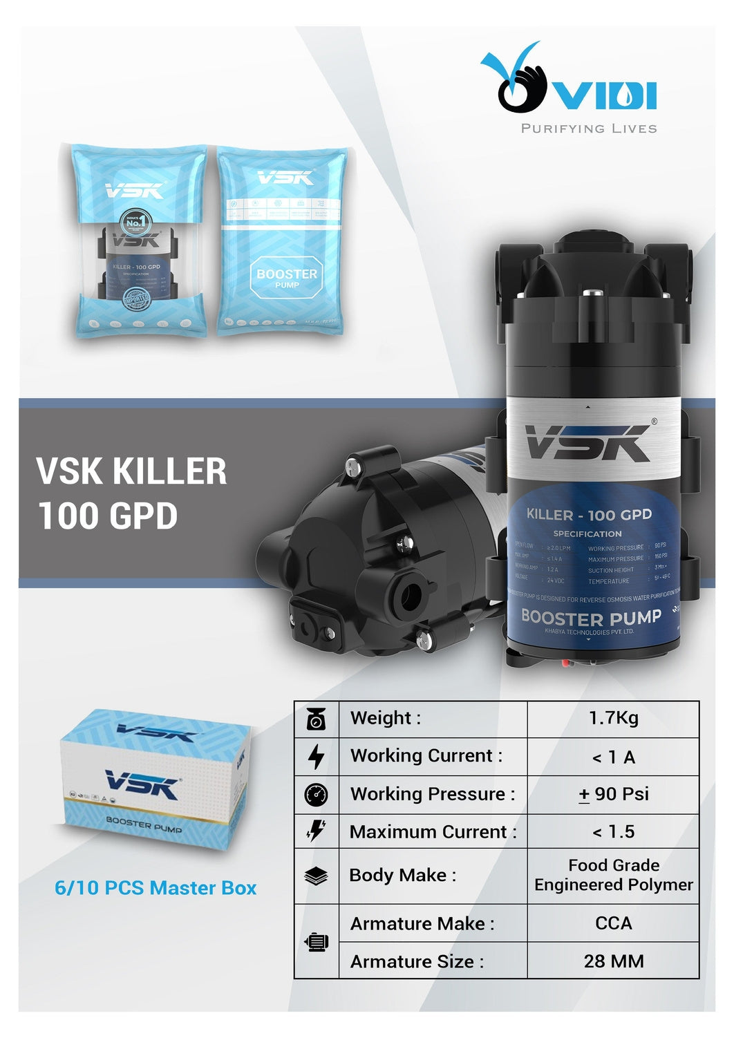 Booster Pump Vidi Killer 100 GPD