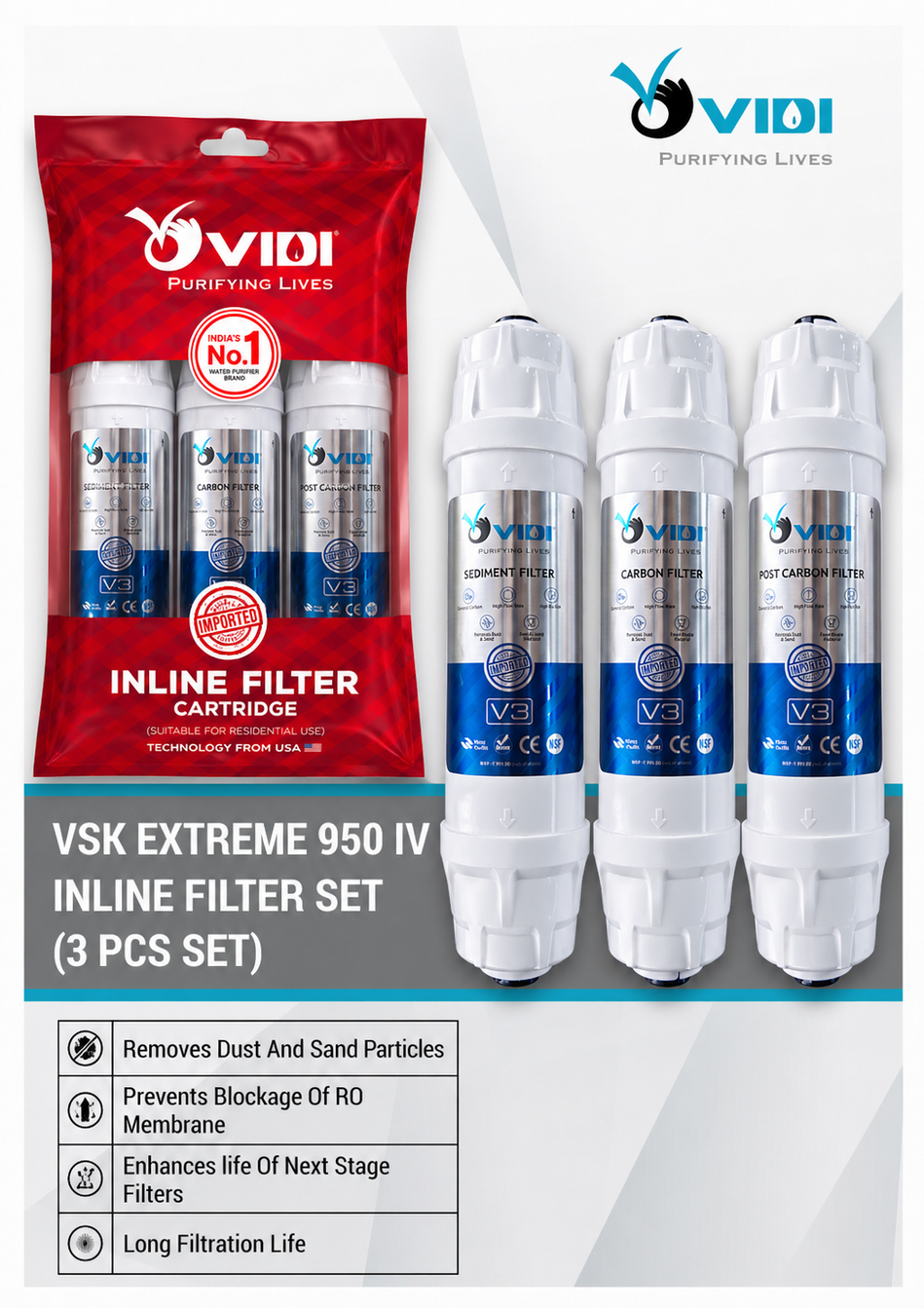 Vidi V3 Inline Filter Set (3 Pcs Set)